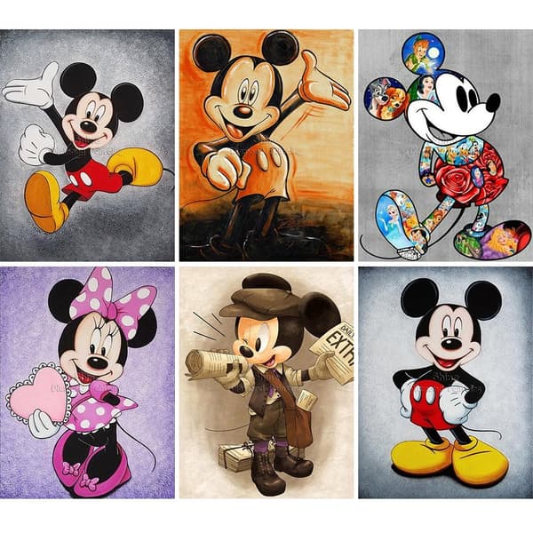 5D DIY Diamantmålning Disney Musse Minnie Djur Tecknad Mosaik Set Barnkonst Full fyrkantig Rund Broderi Heminredning Gåva