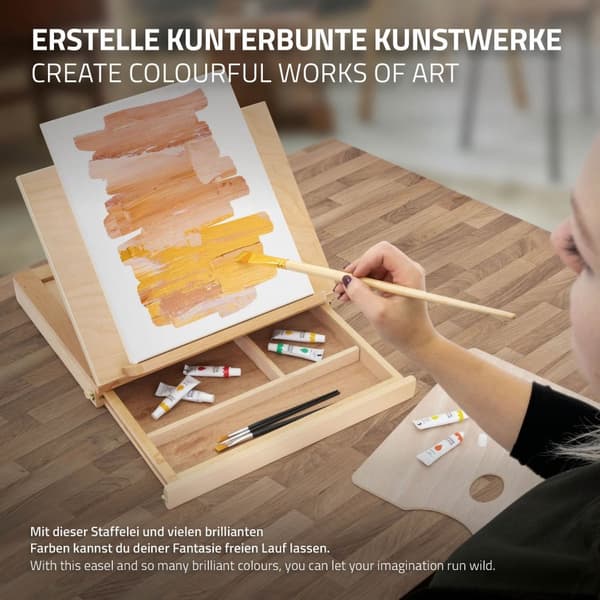 Bordstaffeli med skuffe og blandingspalet i naturtræ