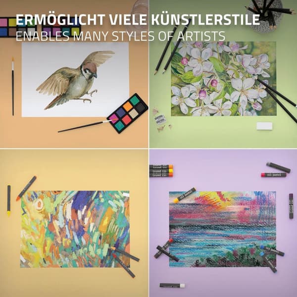Puinen maalauskotelo 141 kappaletta värikyniä, öljypastelleja, vesivärejä sisältävä värikotelo