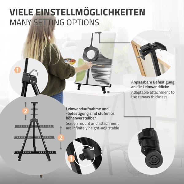 Premium staffli som kan förlängas upp till 156 cm med målningsset med 140 delar