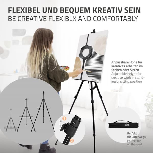 Premium staffli som kan förlängas upp till 156 cm med målningsset med 140 delar