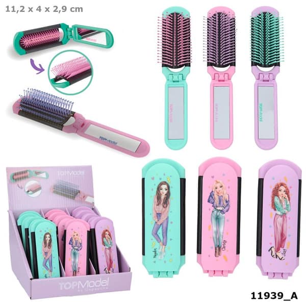 TOP Model TopModel Hårborste Hairbrush KAM Vikbar med spegel VÄLJ