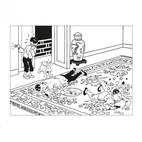 Tintin - Målarbok - Blå Lotus