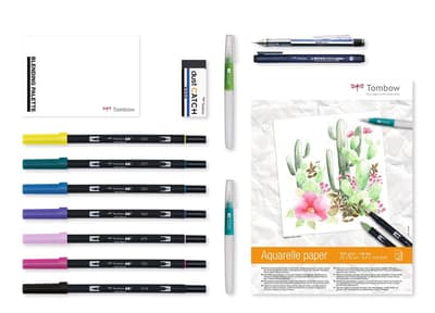 Ritset Tombow HaveFun@Home Set Watercoloring (pennor+akvarellblock)