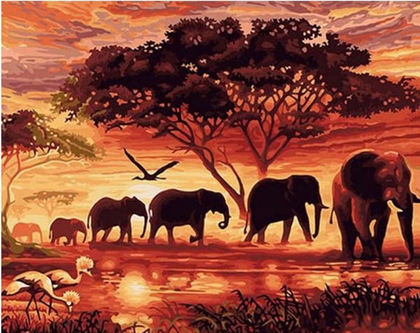 Diamond Painting 25x35 cm Elefant Elefanter Diamantmålning DIY