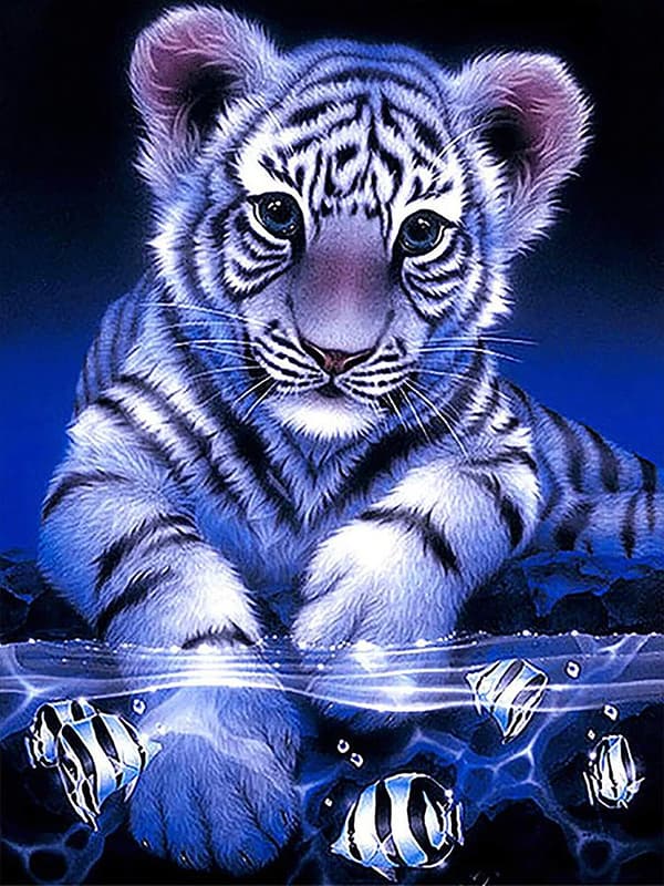 Diamond Painting / DIY 5D Diamantmålning - 30x40cm - Tigerunge
