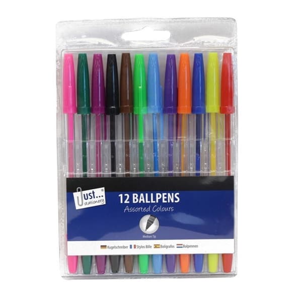 Just Stationery Kuglepen (pakke med 12 stk.) Multicoloured One Size