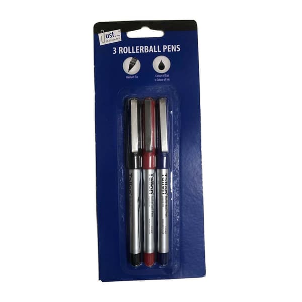 Just Stationery Rollerball pen (pakke med 3 stk.) Blue/Black/Red One Size