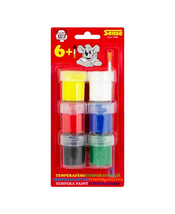 Sense Temperafärg 6-Pack med Pensel