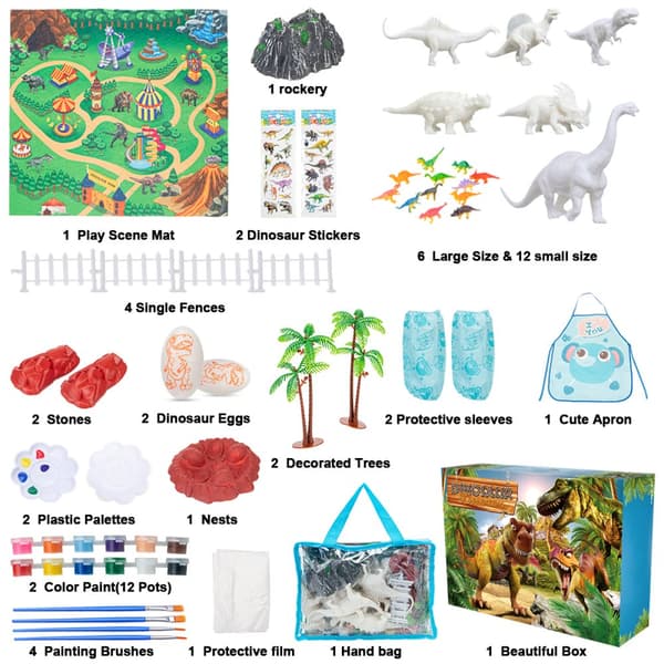 Dinosaurmaleri til børn, Håndværkssæt Børn Dinosaur, Kunsthåndværkssæt til børn, 3D-kreativitet Håndværk DIY Håndværk Sæt Maleri Figurer Kreative