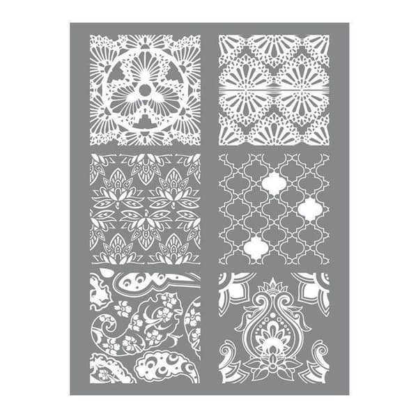 Schablon - Kreativ frö - Hindu - Polymeric dekoration - Mönster inspirerade av Indien - Finesse av snitt