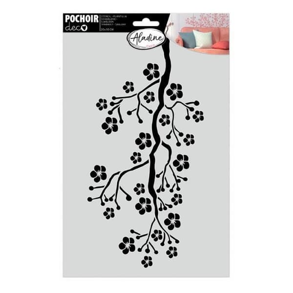 Pochoir - Aladine - Sakura-grenar - 20x30 cm - Lätt att rengöra - Idealisk för scrapbooking