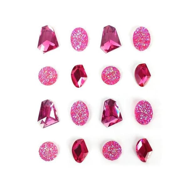 16 rosa självhäftande ädelstenar 20 mm