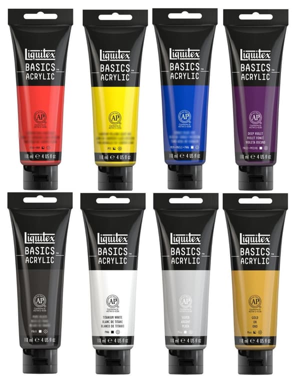 Akrylfärg Liquitex Basics Acrylic, 8 färger x 118 ml