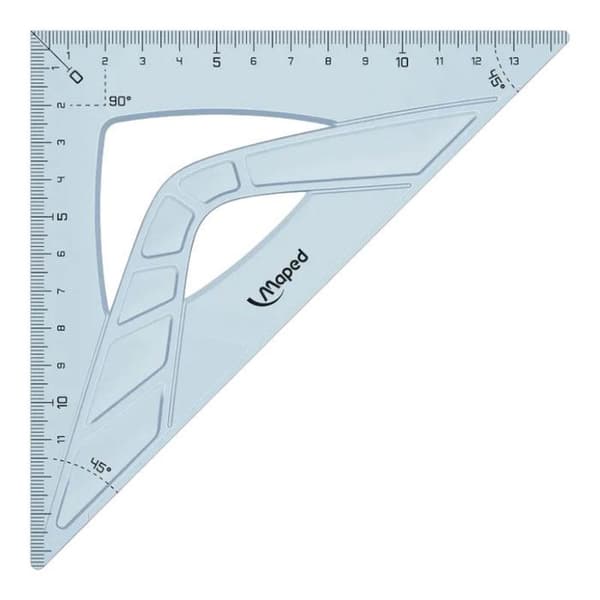 Geometriskt spårningssats - MAPED - Linjal, 2 rutor och gradskiva - Ny ergonomisk design
