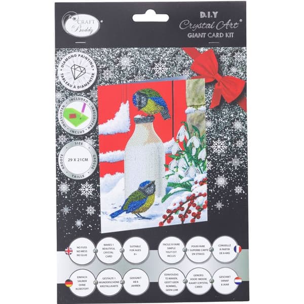 Kit för diamantbroderi 21x29cm Fåglar på snön
