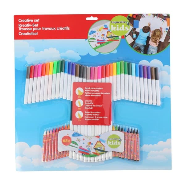 Set med Färgpennor och Kritor - 65 Delar