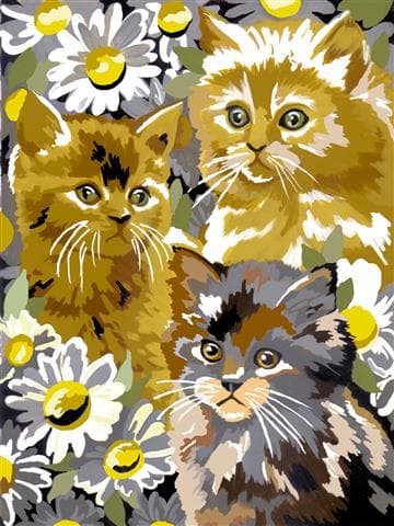 Måla efter Nummer Kattungar & blommor