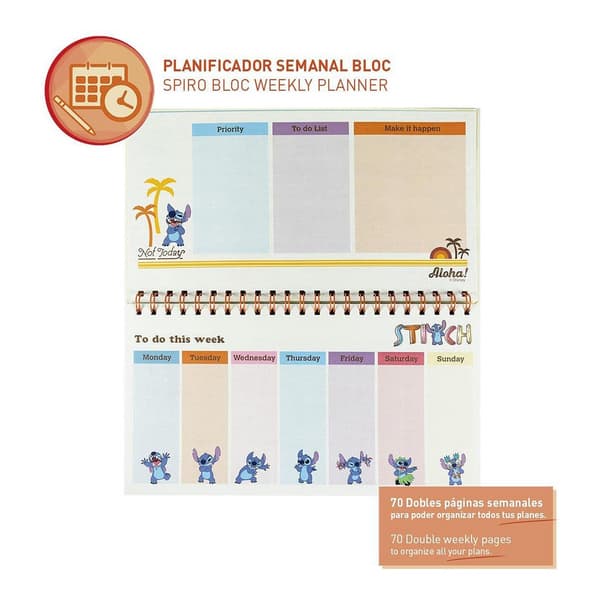 Ugentlig Planner Disney Stitch Papir (35 x 16,7 x 1 cm)
