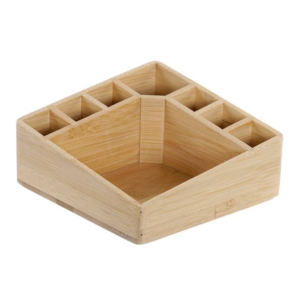 Arrangør DKD Home Decor AS-173356 Multifarvet Natur Træ Bambus 14 x 14 x 7 cm