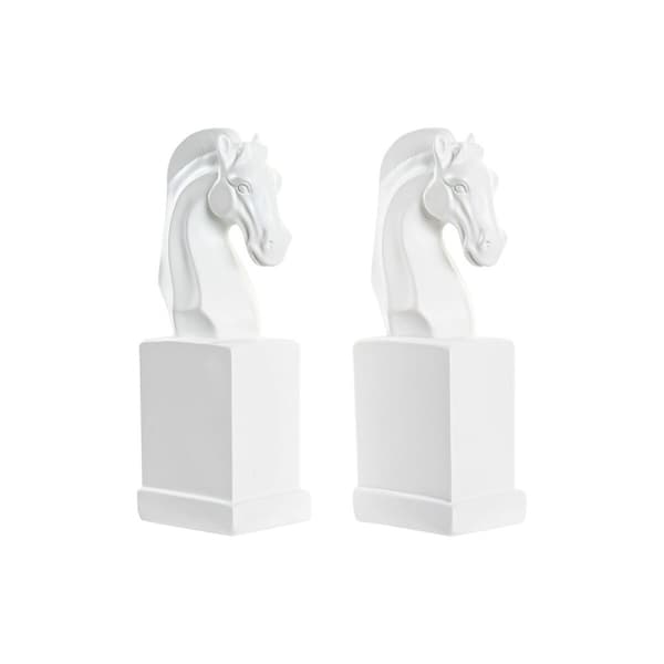 Držalo za knjige DKD Home Decor Skak Hvid Harpiks Hest 10 x 7 x 24 cm