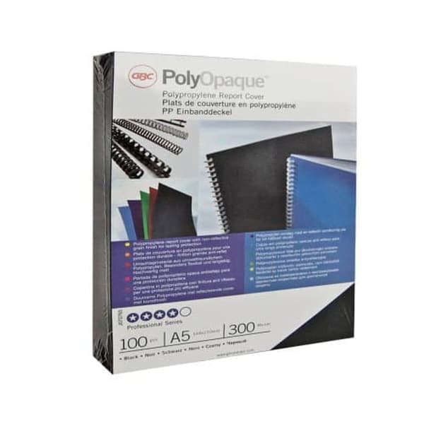 Omslagsark GBC PolyClearView 100 enheder Sort A4 polypropylen