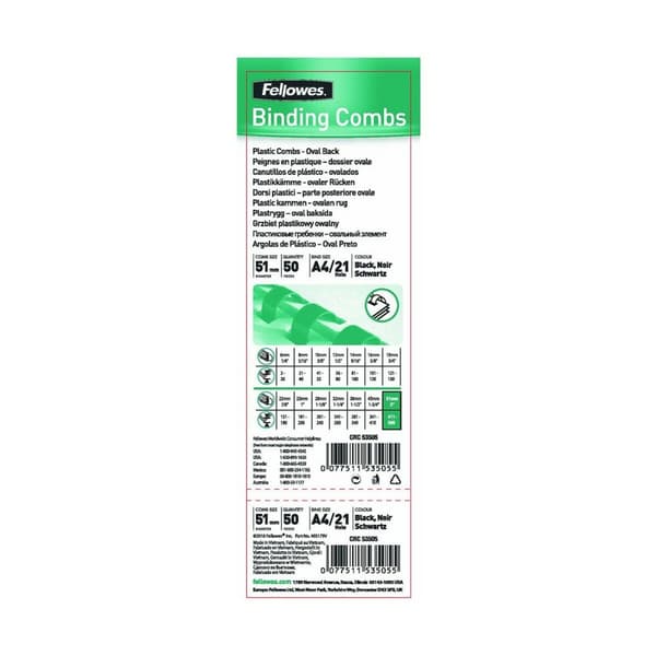 Spiraler Fellowes 53505 Sort PVC Ø 51 mm