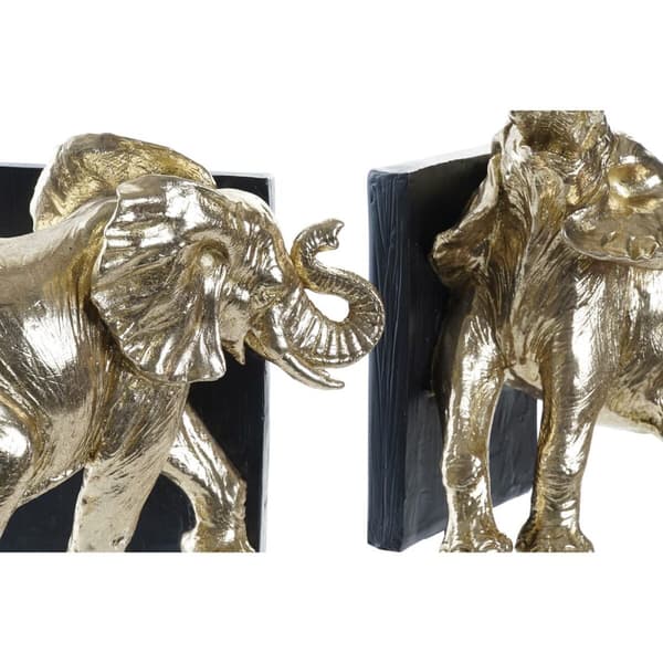 Držalo za knjige DKD Home Decor Gylden Elefant Harpiks Kolonistil (22 x 15 x 25 cm)
