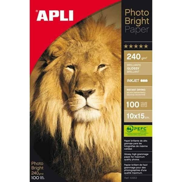 Glossy fotopapir Apli 100 Ark 10 x 15 cm