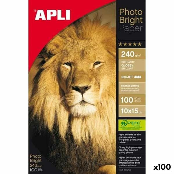 Glossy fotopapir Apli 100 Ark 10 x 15 cm