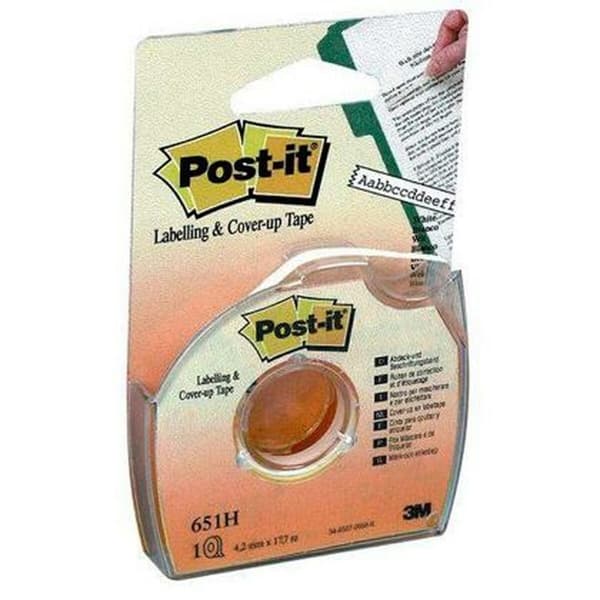 Selvklæbende bånd Post-it 651H Hvid 4,2 mm x 17,7 m (12 enheder)