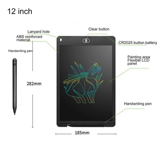 MÅLA SPEL Lätt att rita LCD-skrivtavla för barn, Style Tablet Present-Svart-10tum2