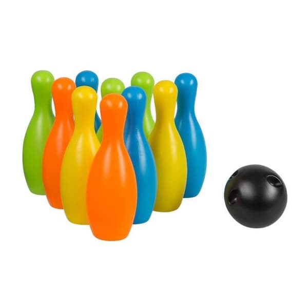 Bowlingspel för barn - IDENA - 10 st XXL plastkoner och 2 bollar - Vit - Från 3 år