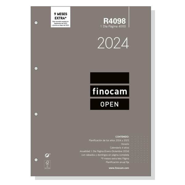 Refill til notesblok Finocam Open R4098 2024 Hvid 21 x 29,7 cm