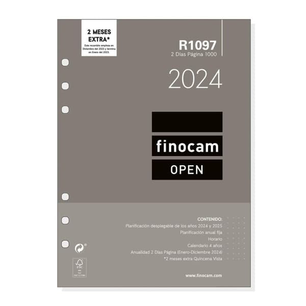 Refill til notesblok Finocam Open R1097 2024 Hvid 15,5 x 21,5 cm