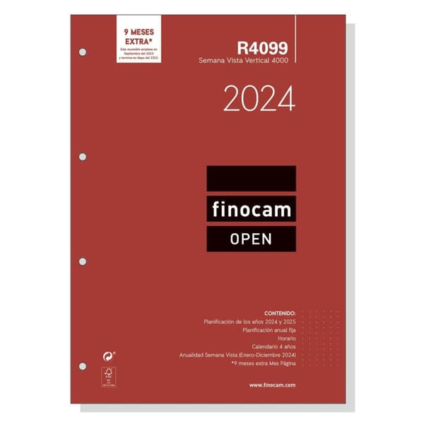 Refill til notesblok Finocam Open R4099 2024 Hvid 21 x 29,7 cm