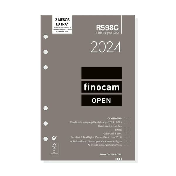 Refill til notesblok Finocam Open R598C 2024 Hvid 11,7 x 18,1 cm