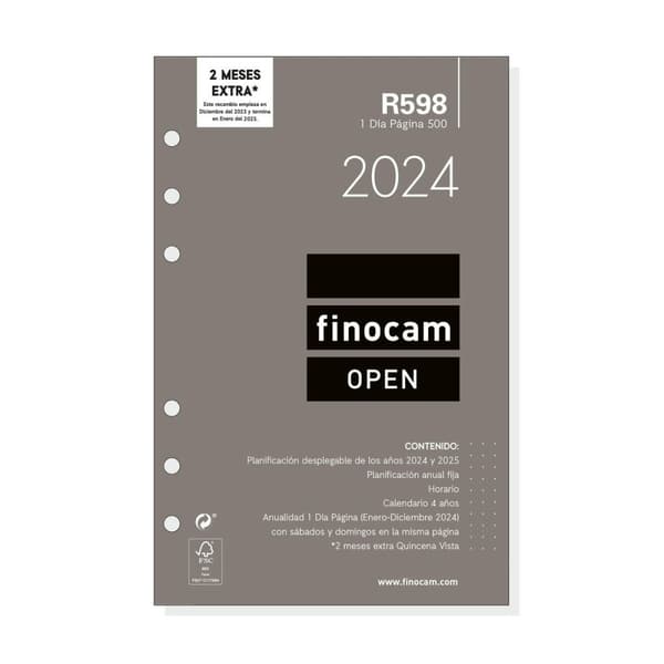 Refill til notesblok Finocam Open R598 2024 Hvid 11,7 x 18,1 cm