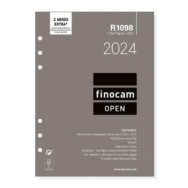 Refill til notesblok Finocam Open R1098 2024 Hvid 15,5 x 21,5 cm