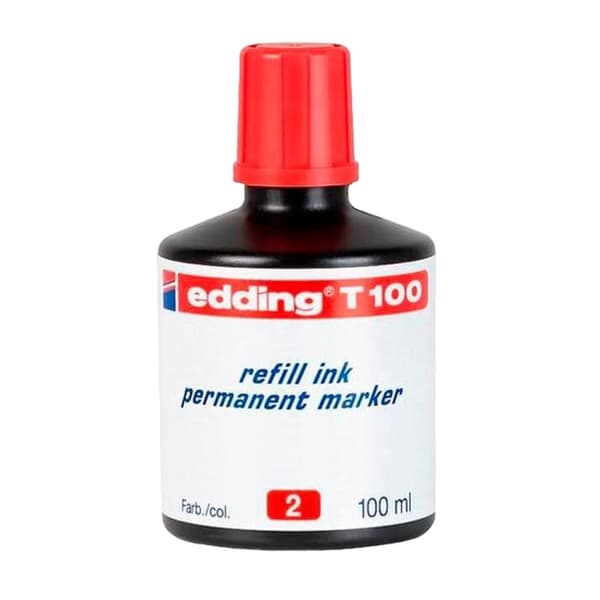 Genopfyld blæk Edding T100 Fastansat Rød 100 ml (10 enheder)