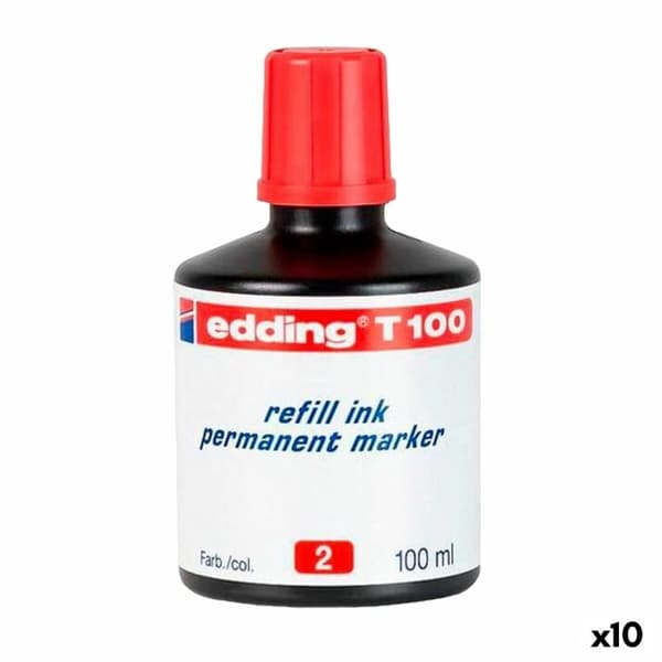 Genopfyld blæk Edding T100 Fastansat Rød 100 ml (10 enheder)