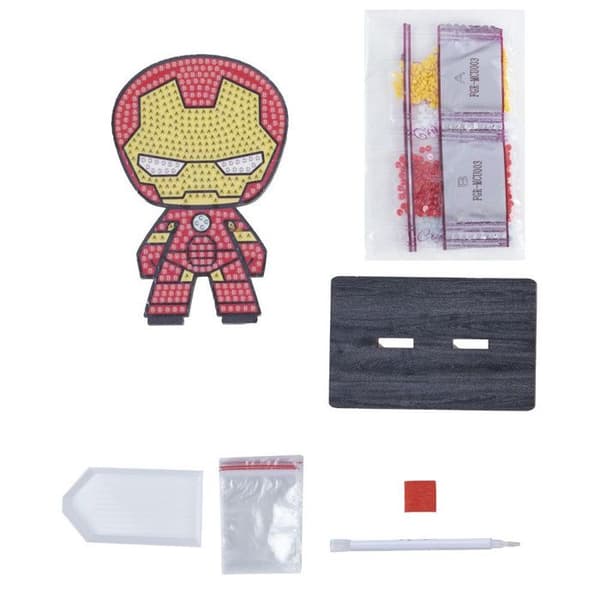 Kit DIY Kristallkonst - Kristallkonst - Figur Iron Man - 11 cm - Träunderlag - För barn från 8 år