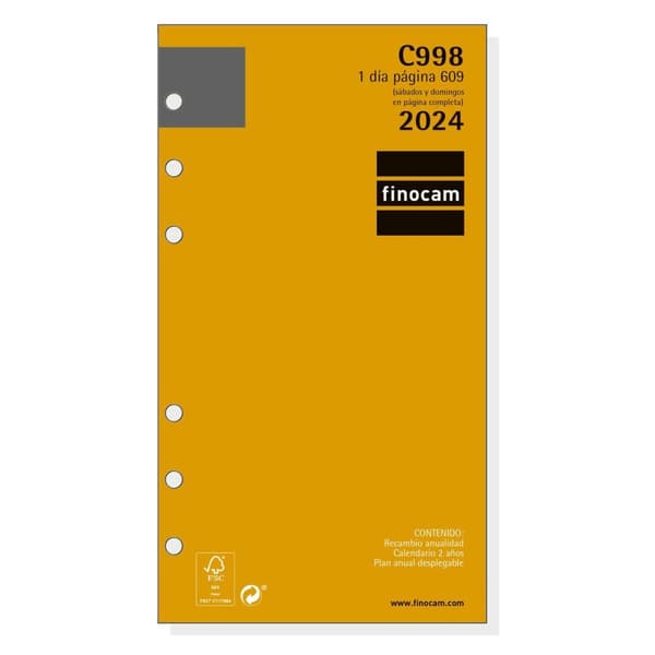 Refill til notesblok Finocam C998 Hvid 9,4 x 17,1 cm