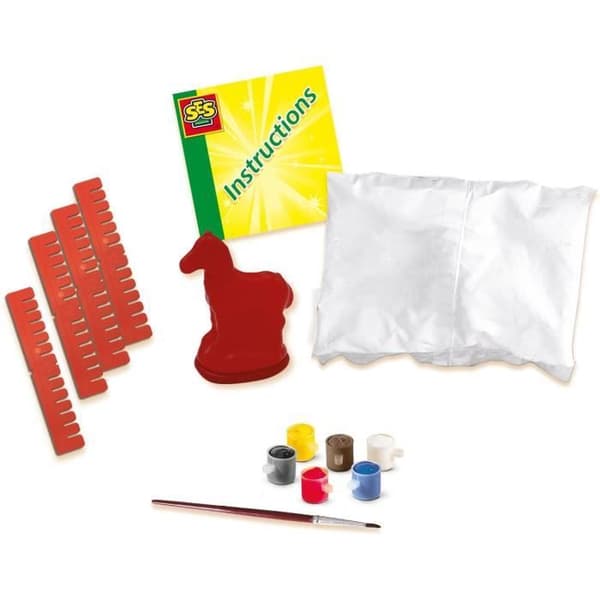Formning och målning - Häst - SES CREATIVE - Latexform, torkstöd, gips, färg och pensel ingår