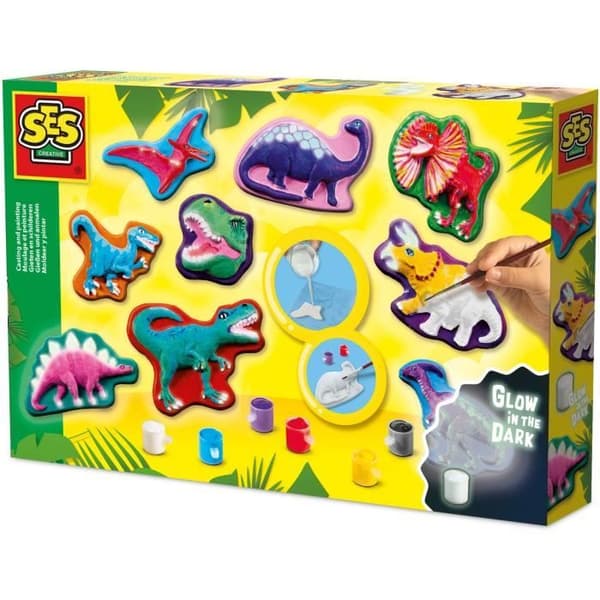 Moulage och målning - SES CREATIVE - Fantasidinosaurier - Fosforescerande dinosaurier