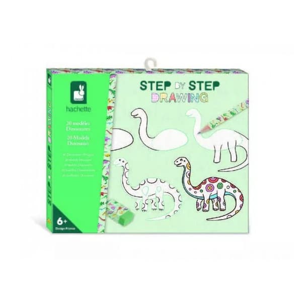 Ritsats för barn - JANOD - Ritning steg för steg - 20 Dinos-modeller - 25 ark - Från 6 år