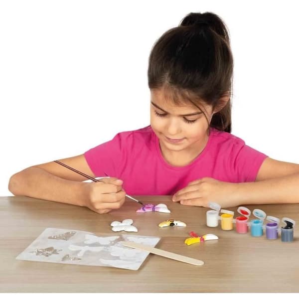 Formning och målning - Fjäril och glitter - SES CREATIVE - Stor form, 6 färgfärger, pensel, glitter och gips
