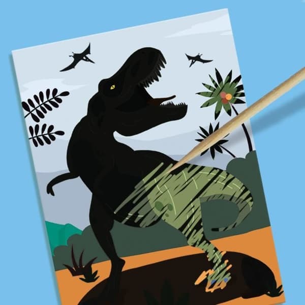Dinosaurier 2 i 1 - Forma och måla och repa - Kreativa hobbyer - SES CREATIVE - Forma, måla och repa dinosaurier.