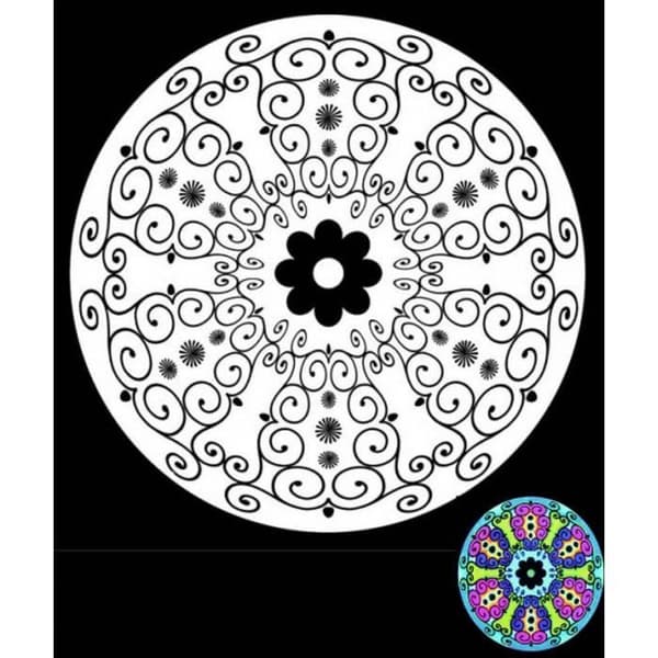 Färgläggning - Mandala Blues - 12 markörer ingår - 32 x 32 cm - Colorvelvet