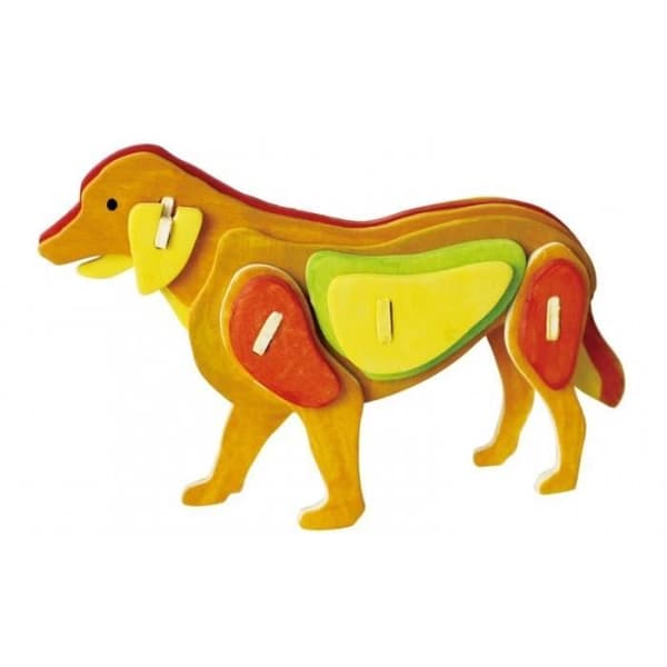 Träkit - Hund - träsats att måla - 4 krukor med färg och en pensel ingår - 13x3x9 cm - från 6 år Robotime